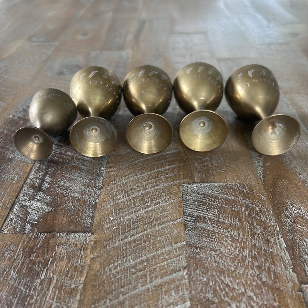 VINTAGE BRASS SHOT GLASSES SET OF 5 - Picture 6 of 6